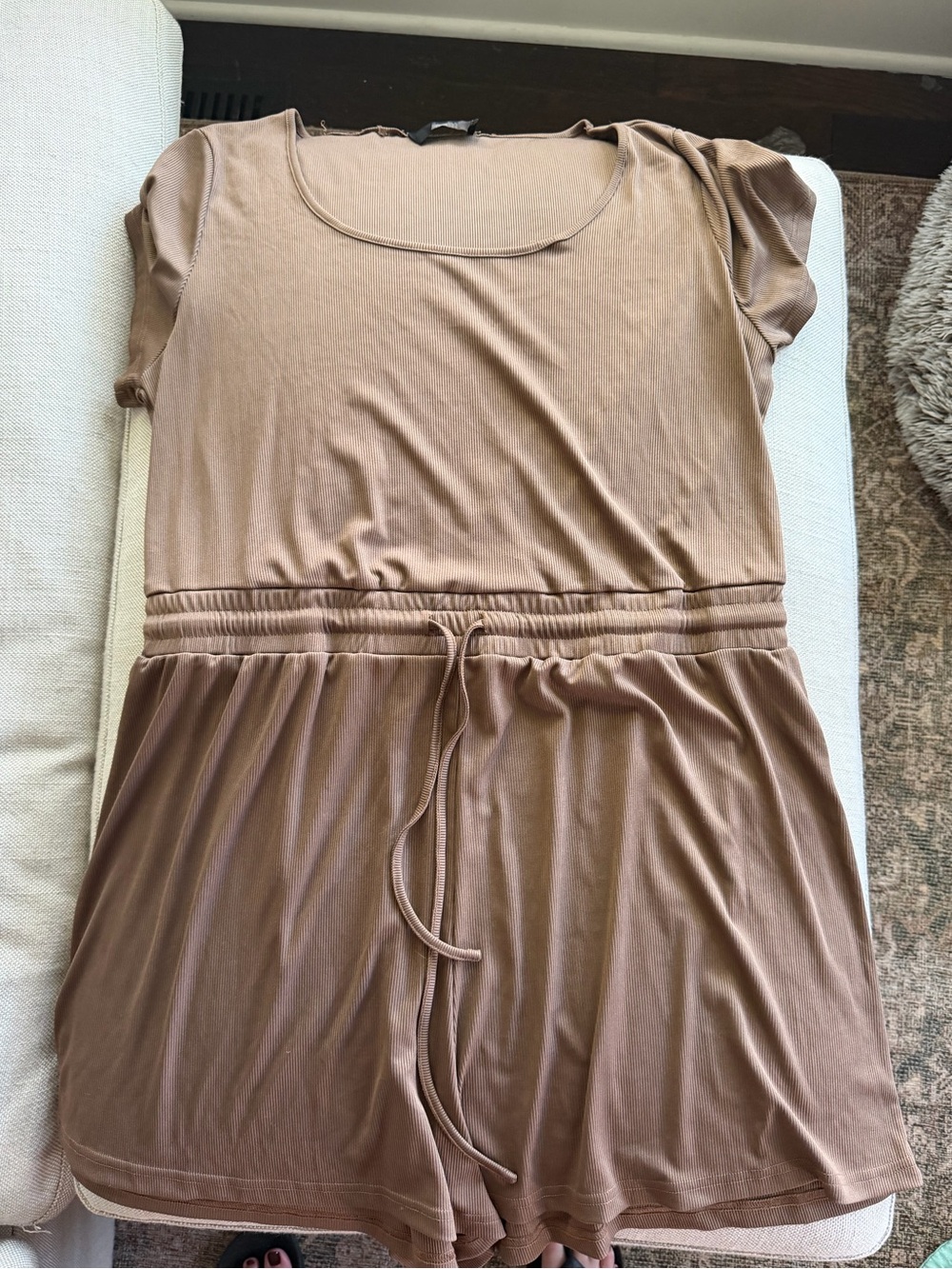 Cider Brown Tie-Waist Short Sleeve Romper